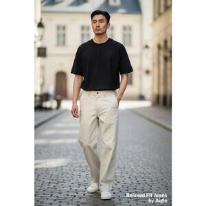 Men's Relaxed Fit Jeans by Aigle - Beige